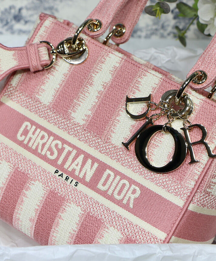 Christian Dior Medium Lady D lite Bag Canva Pink